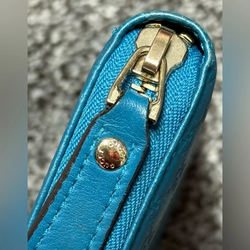 Gucci microguccissima blue zip around long wallet
